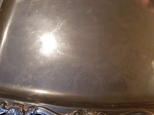 Large Vintage Rectangular Steel Serving Tray 57 cm from ends of Handles