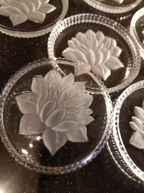 6 X Hand Made German Crystal Coasters in a Box