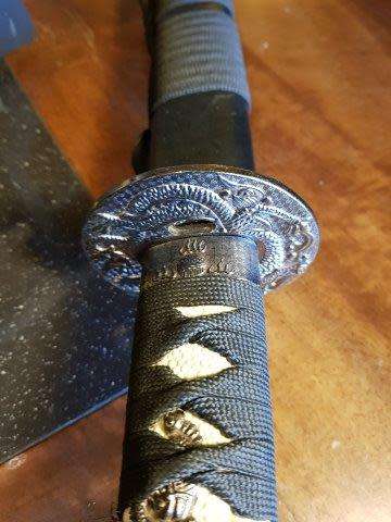 Set of 3 Last Samurai Swords with the Original Label on a Stand