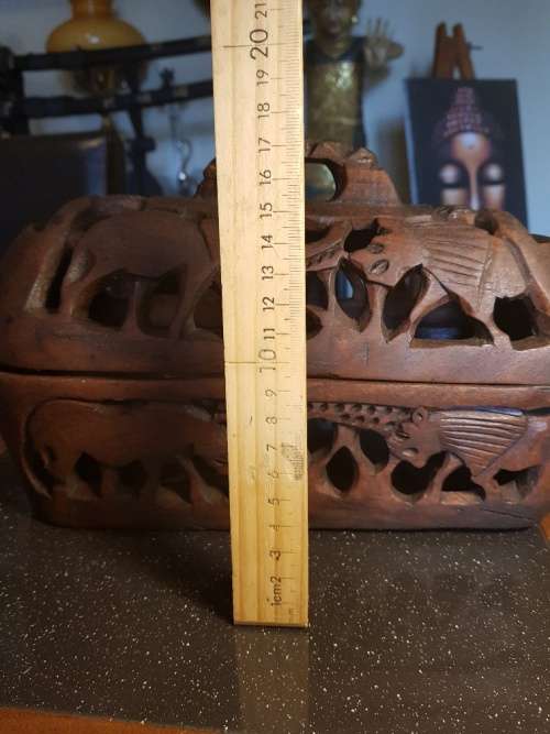 African Hand Carved Wooden Bread Basket with a Lid