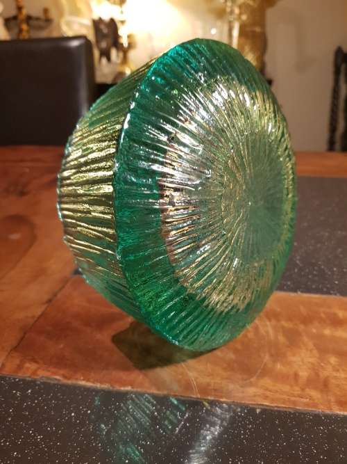 Heavy Green/Blue Hand Made Glass Bowl