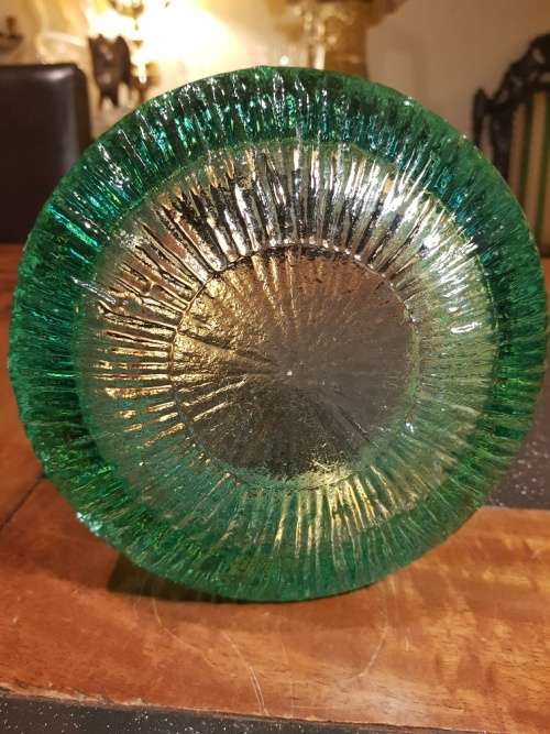 Heavy Green/Blue Hand Made Glass Bowl