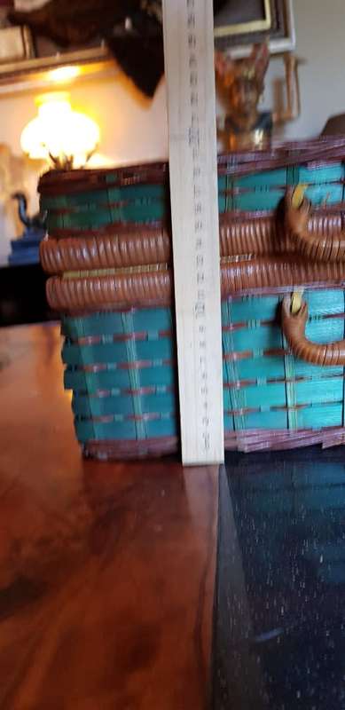 Vintage Picnic Basket Suitcase with Plates, Mugs and Cutlery