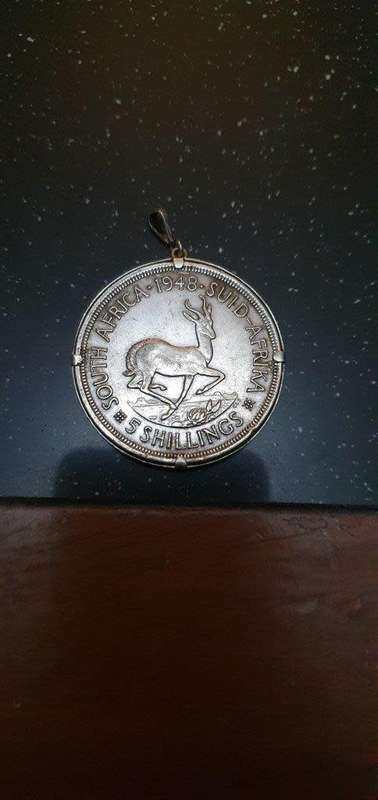 1948 South African 5 Shilling In Clasp