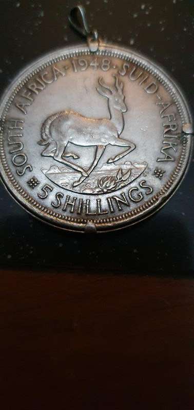 1948 South African 5 Shilling In Clasp