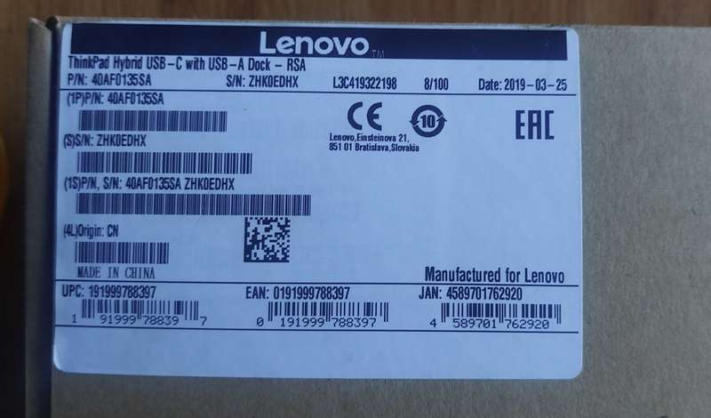 Hybrid thinkpad lenovo USB c and A brand new boxed dock station