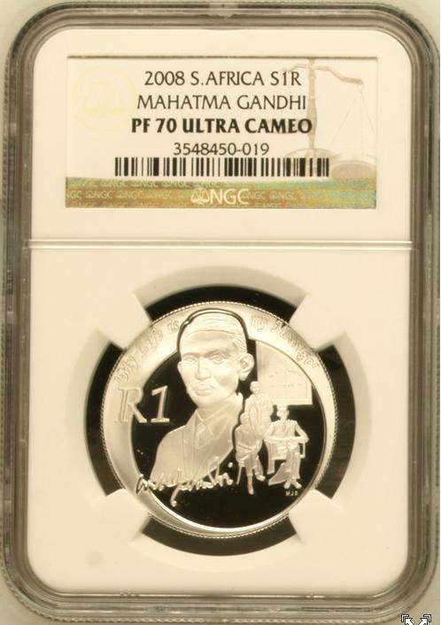 2008 Mahatma Gandhi Silver R1 PF70  Ultra Cameo