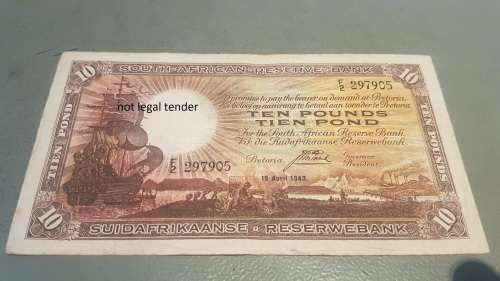 South africa 10 pounds 1943