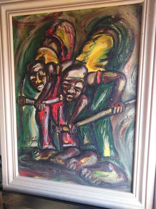 John Selesho oil on board