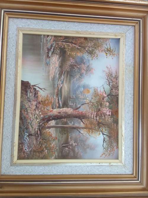 Oil on Board with lovely frame. Signed by artist