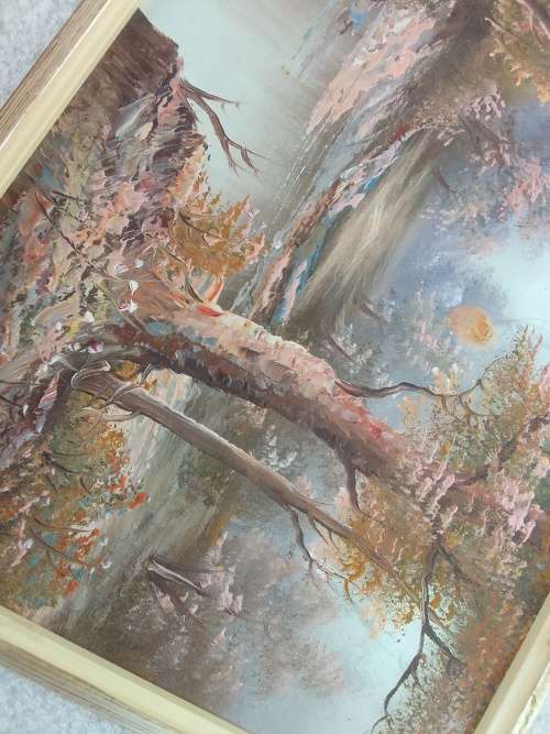 Oil on Board with lovely frame. Signed by artist