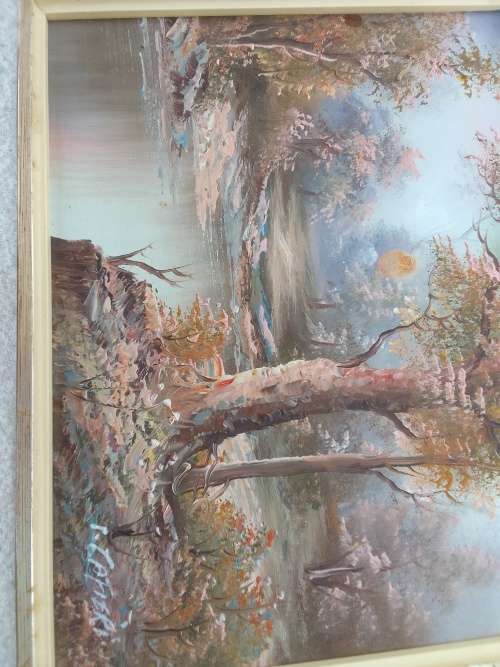 Oil on Board with lovely frame. Signed by artist