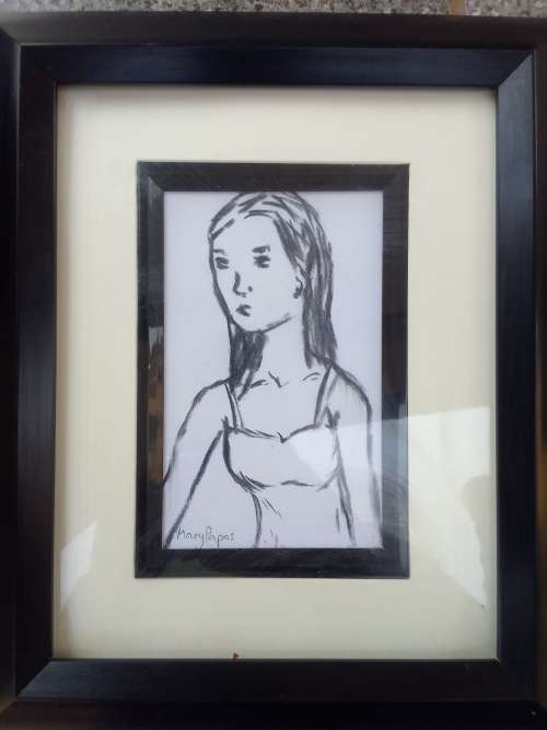 Mary Pappas original painting. Uniquely framed.