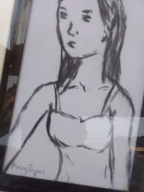 Mary Pappas original painting. Uniquely framed.