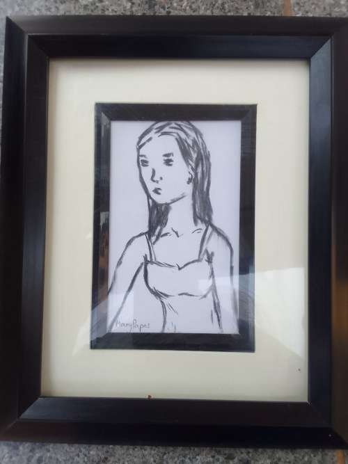 Mary Pappas original painting. Uniquely framed.