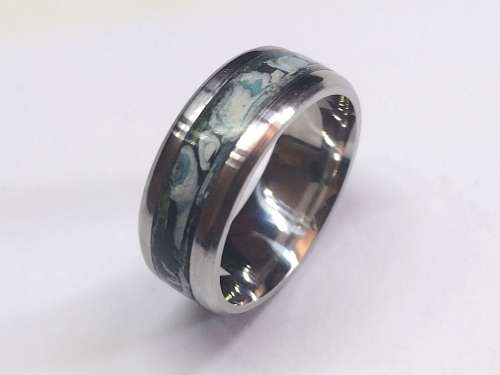 US Size 9 Stainless steel Paper Inlay Ring 8mm band