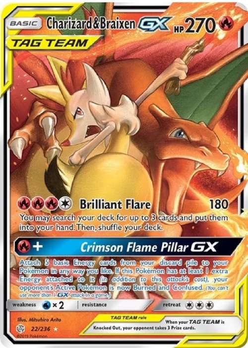 Charizard & Braixen GX - SM - Cosmic Eclipse (SM12)(Holofoil) mint