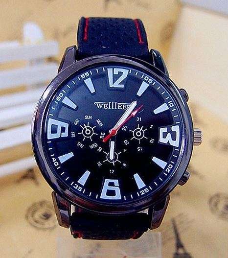 Newest Top Pilot Aviator Army Silicone MilitaryMen fashion Casual Sport Quartz Wrist Watch - Black