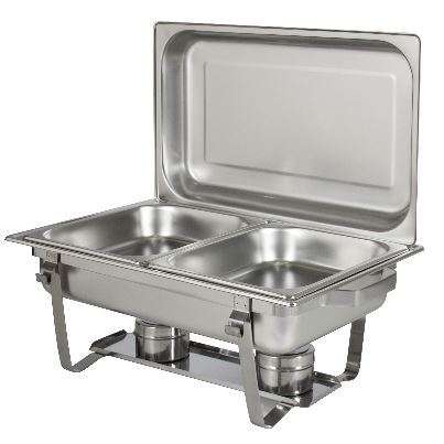Stainless steel two burners chafing dish with two inner tray- 9,8 Liters
