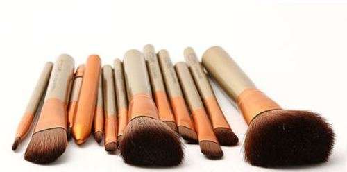 Professional Makeup Cosmetic 12pcs Brush Set Gold Metal Tin Box GIFT