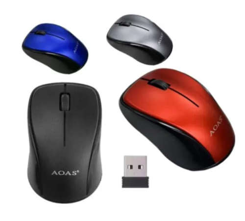 AOAS Optical Wireless Mouse. 2.4GHz. Available in Black, Blue, Red and Silver colors