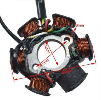 ATV Quad Go Kart Magneto Stator, PRO BAT, Magneto Stater 6 Coils 5 Wires for 50cc 70cc 90cc 110cc 12