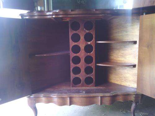 Imbuia Corner Bar bottom compartment