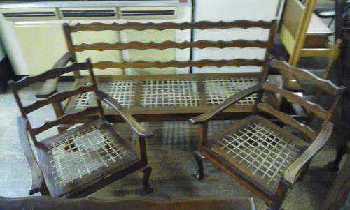 Solid Imbuia couch & 2 riempies chairs - Ball & claw