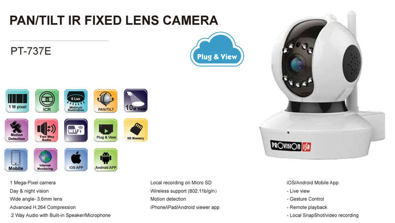 Provision ISR Pan/ Tilt IP Camera | Easy Setup | Smartphone App | PT-737E