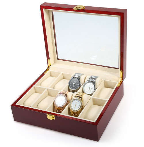 Perfect 10 Slots Cherry Wood watch Box - Jewellry Display case