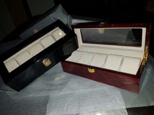 Luxury 5 Slots Black Wooden Watch box