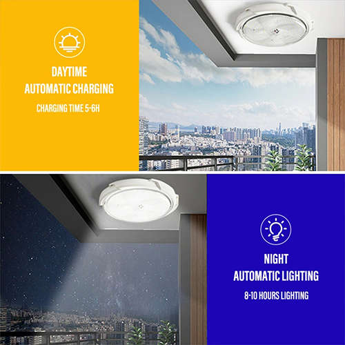 40W Led Solar Ceiling Light With Solar Panel And Remote Control