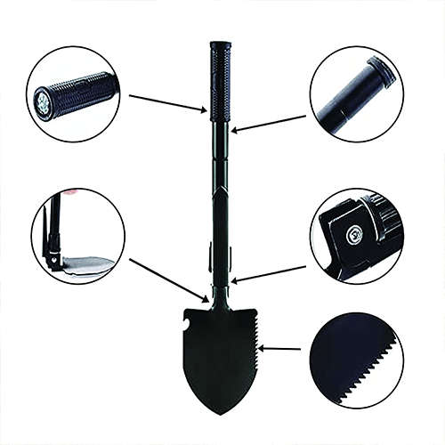 Military Portable Folding Camping Shovel and Pickaxe Military Outdoor Survival Multi-Tool