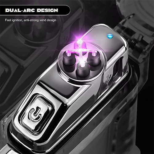 USB Rechargeable Mini Flashlight Windproof Multi-Purpose Double Arc Lighter