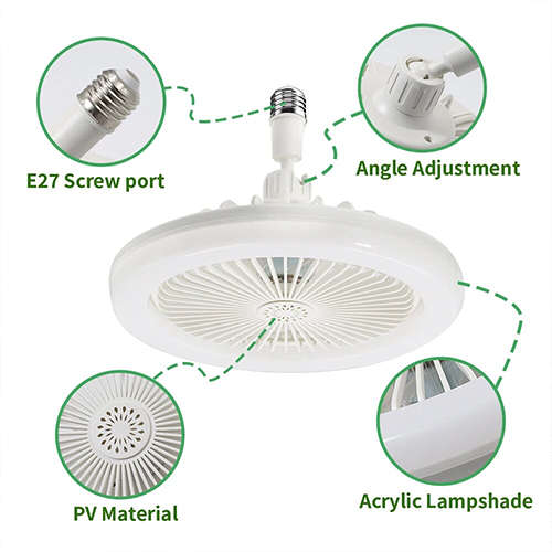 30WLED Ceiling Fan Light Lamp Base Chandelier Fan 3-speed Ceiling Light