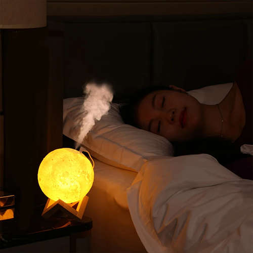 3D LED Moon Lamp Aromatherapy Essential Oil Diffuser Air Purifier Fog Machine Bedroom Decoration Nig