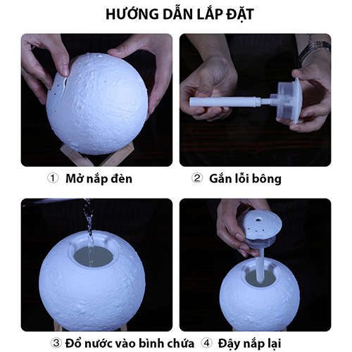3D LED Moon Lamp Aromatherapy Essential Oil Diffuser Air Purifier Fog Machine Bedroom Decoration Nig