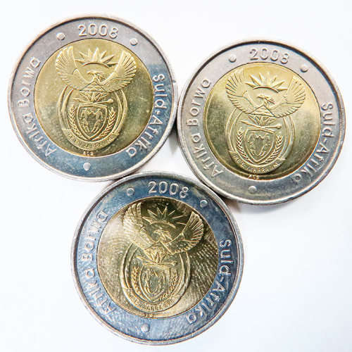 South Africa R5 Mandela Coins (X 3 coins). 2008