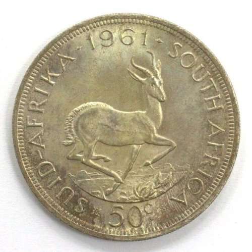 1961 Republic of South Africa 50c (crown) UNC Lightly Toned