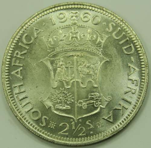 1960 South African 2/6. Proof. Rare date.