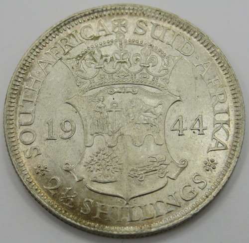 1944 South African 2 and a Half Shillings / B.UNC
