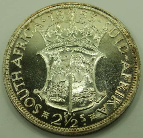 1953 South African 2 and a Half Shillings / Proof