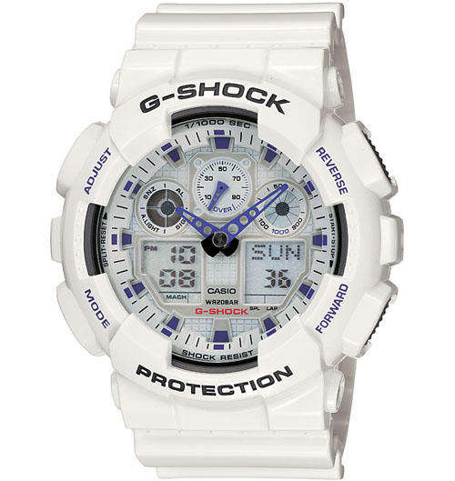 NEW ORIGINAL! Casio G-Shock World Time White Analog Digital GA-100A-7A