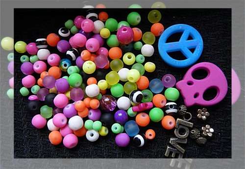 Funky Mix Beads with Blue Peace & Skull Bead