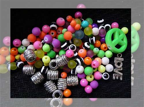 Funky Mix Beads with spacers and Peace Bead