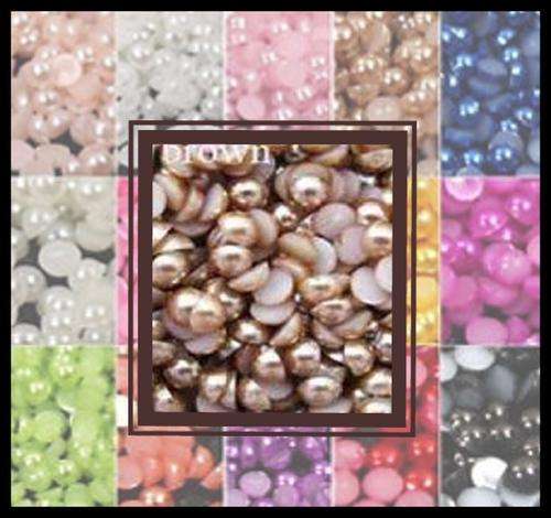 20 pc Brown Half Flatback Pearl 10 mm