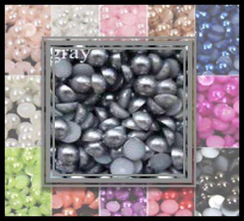 50 pc Gray  Half Flatback Pearl 3 mm