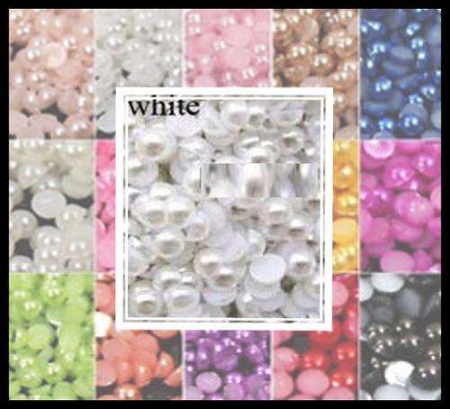 20 pc White Half Flatback Pearl 10 mm
