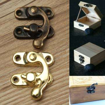 Antique Decorative Jewelry Gift Wooden Box Hasp Latch Lock (bronze)