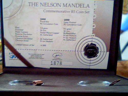 MANDELA COMMEMORATIVE R5 COIN SET AND PLUS ONE MS66 NGC GRADED MANDELA COIN